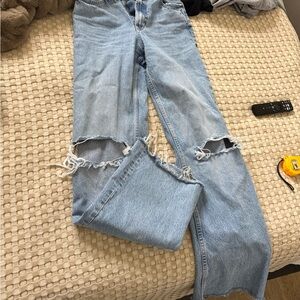 Stylish Light Blue Distressed Zara Women Jeans